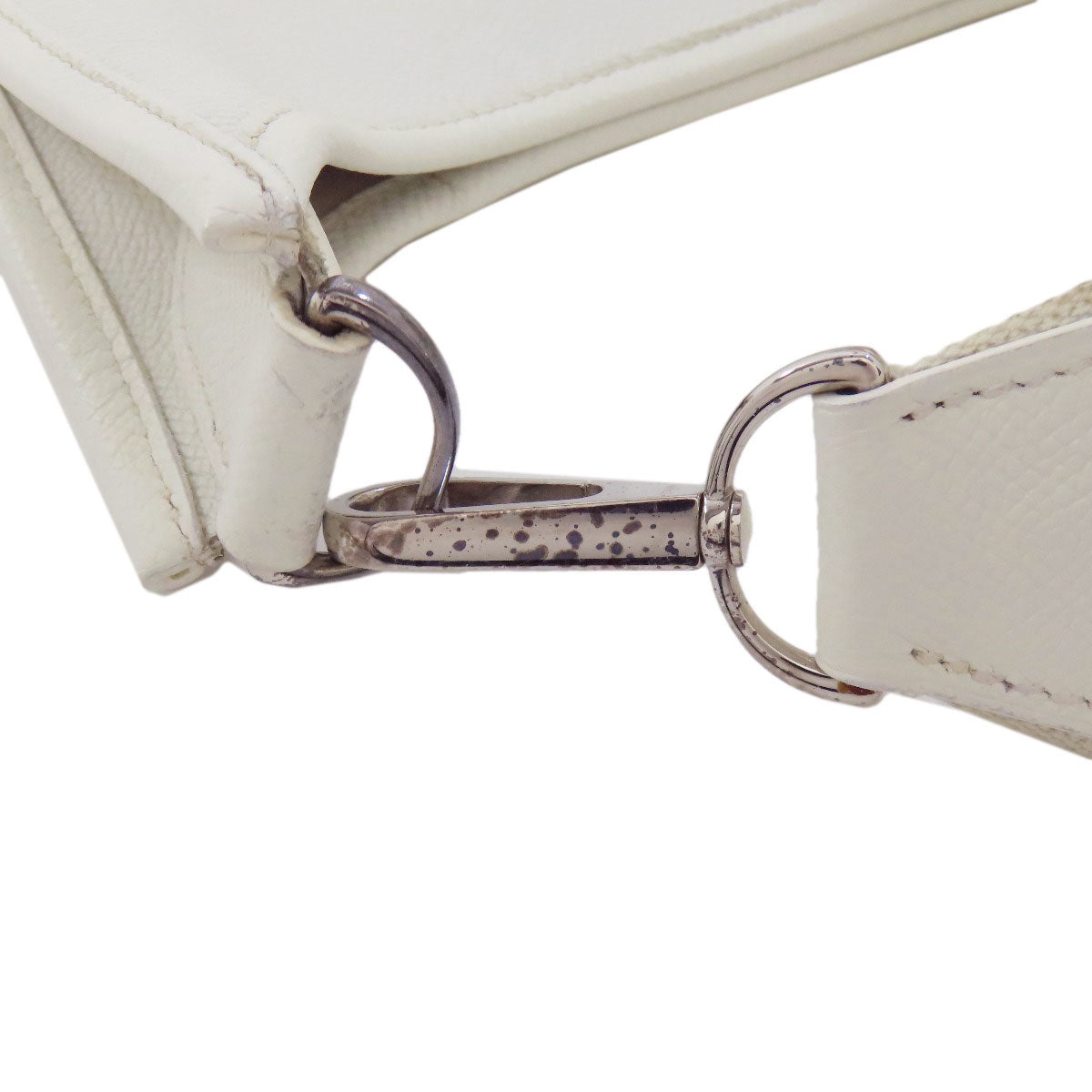 HERMES Shoulder Bag Epsom white Evelyn 1 PM SilverMetal