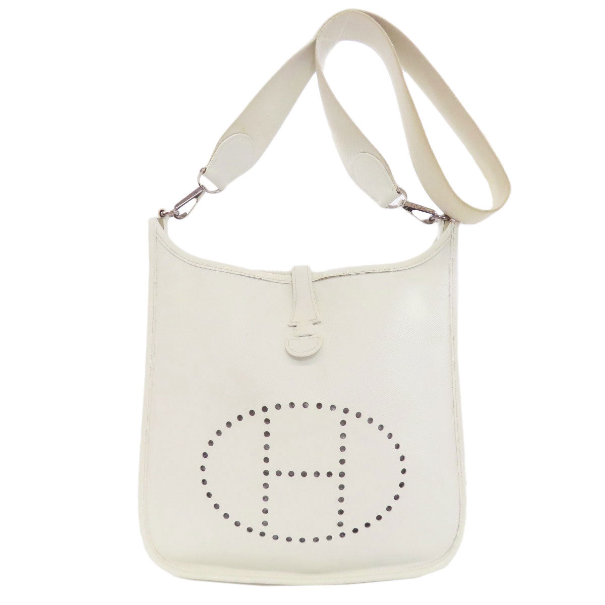 HERMES Shoulder Bag Epsom white Evelyn 1 PM SilverMetal