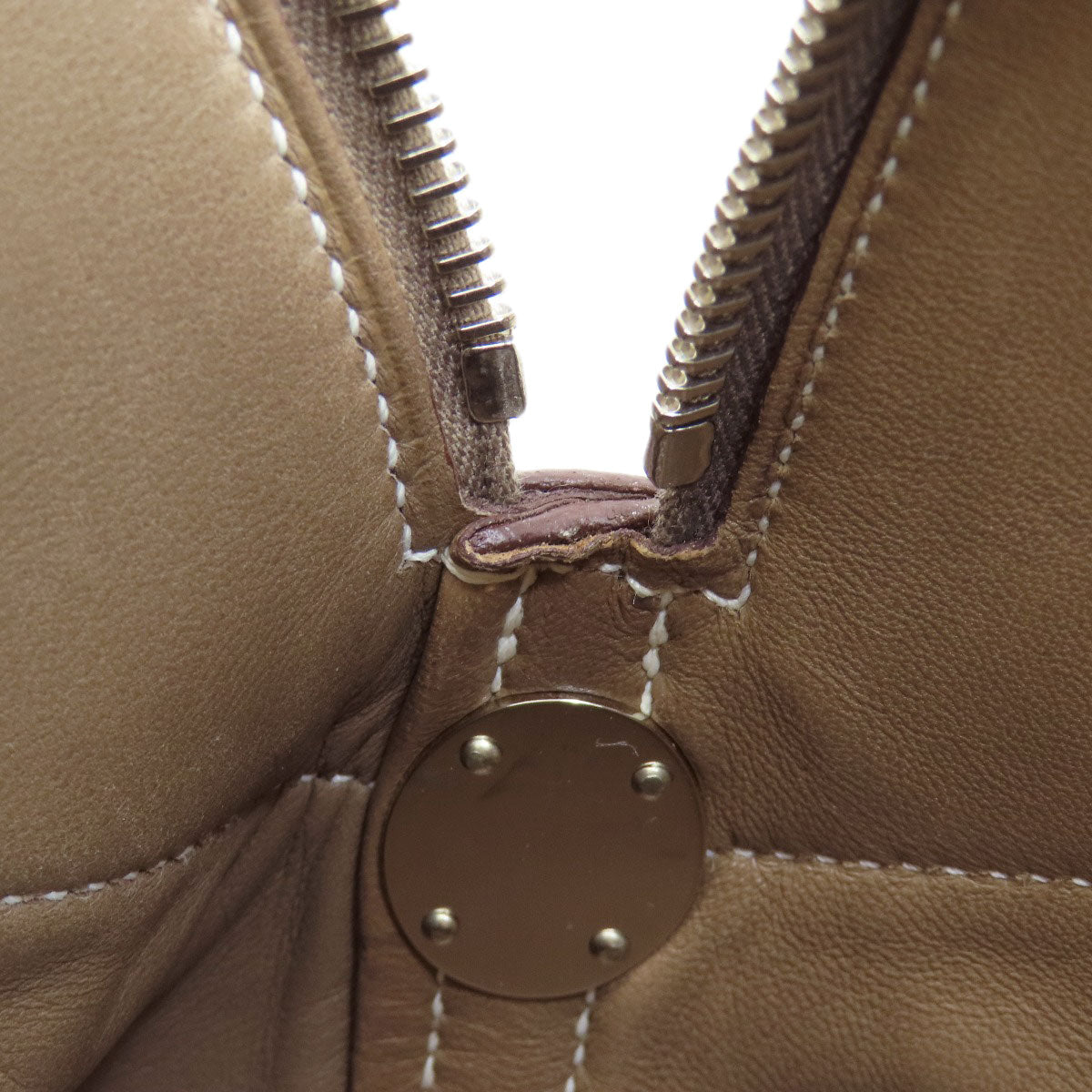 HERMES Handbag Taurillon Clemence Brown Bolide 35 Etoupe SilverMetal Women Used