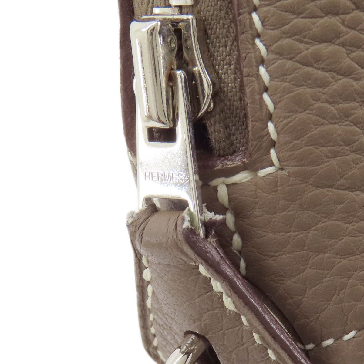 HERMES Handbag Taurillon Clemence Brown Bolide 35 Etoupe SilverMetal Women Used
