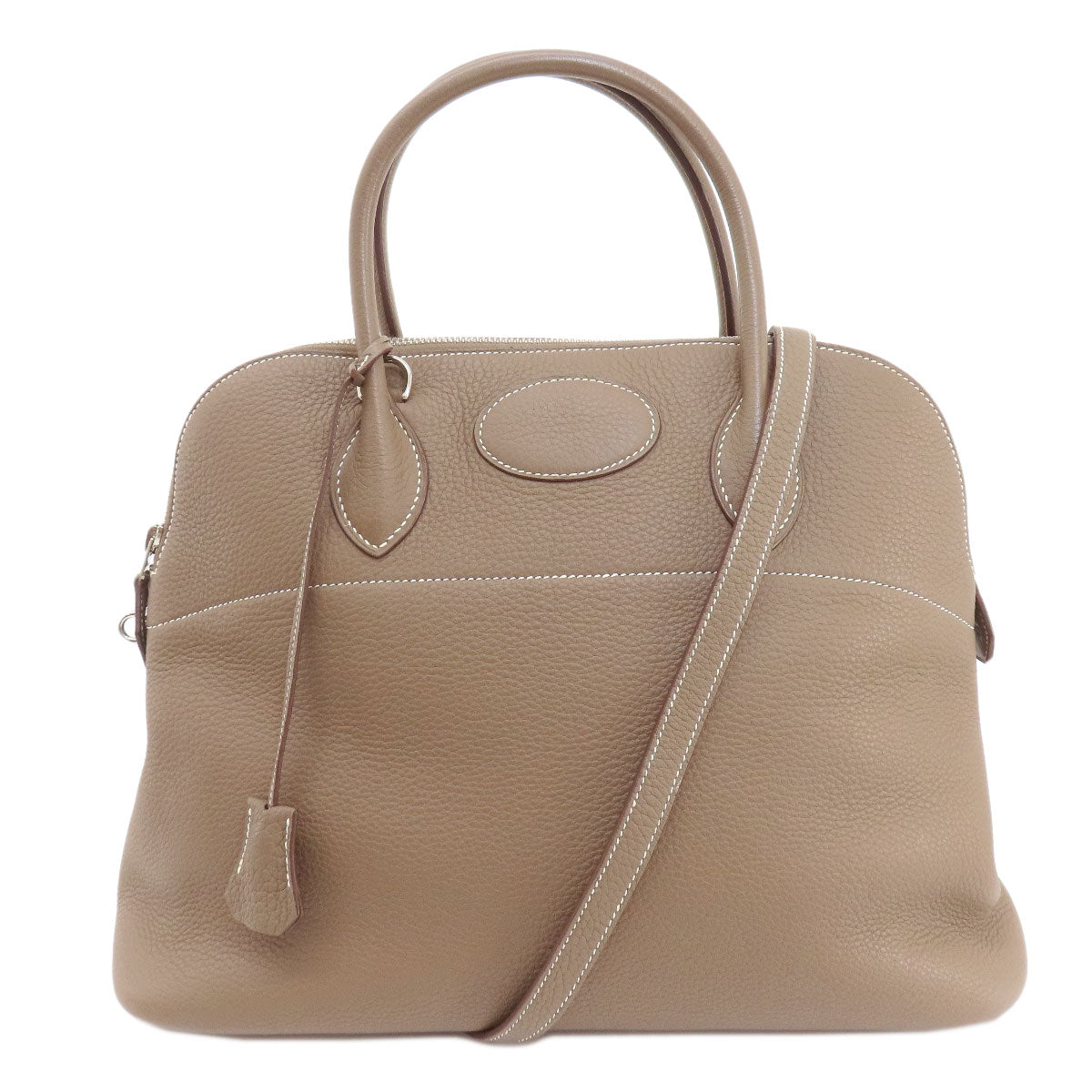 HERMES Handbag Taurillon Clemence Brown Bolide 35 Etoupe SilverMetal Women Used