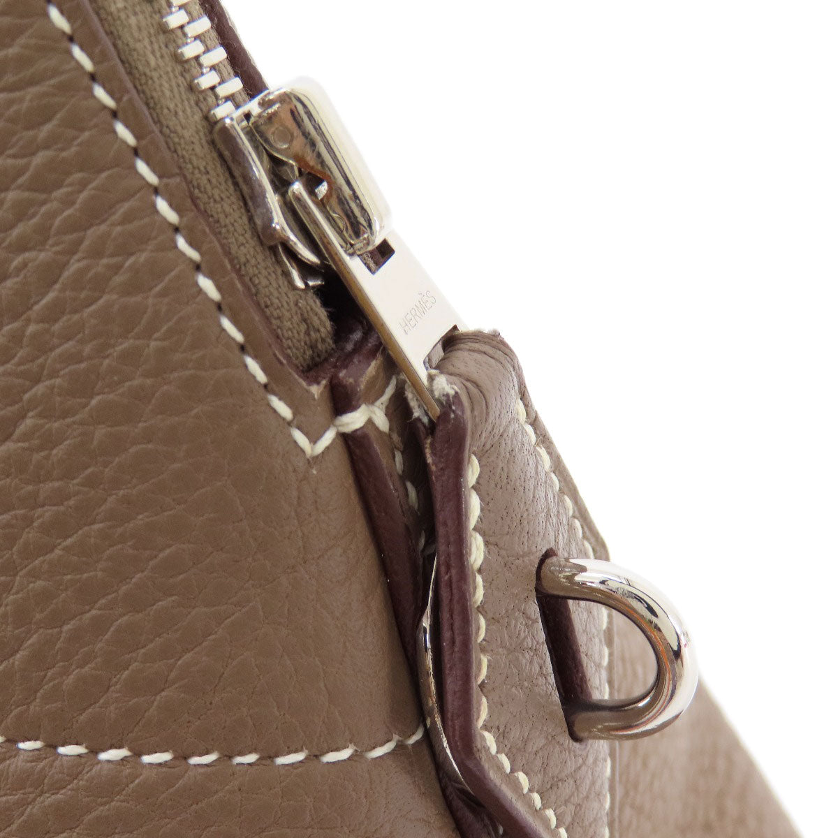 HERMES Handbag Taurillon Clemence Brown Bolide 35 Etoupe SilverMetal Women Used