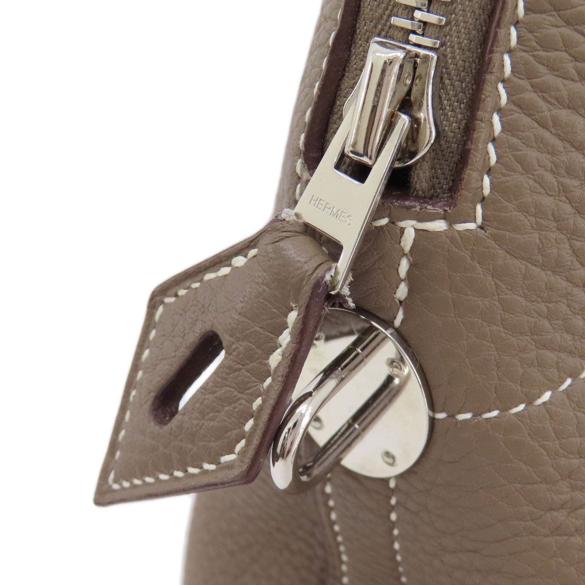 HERMES Handbag Taurillon Clemence Brown Bolide 35 Etoupe SilverMetal Women Used