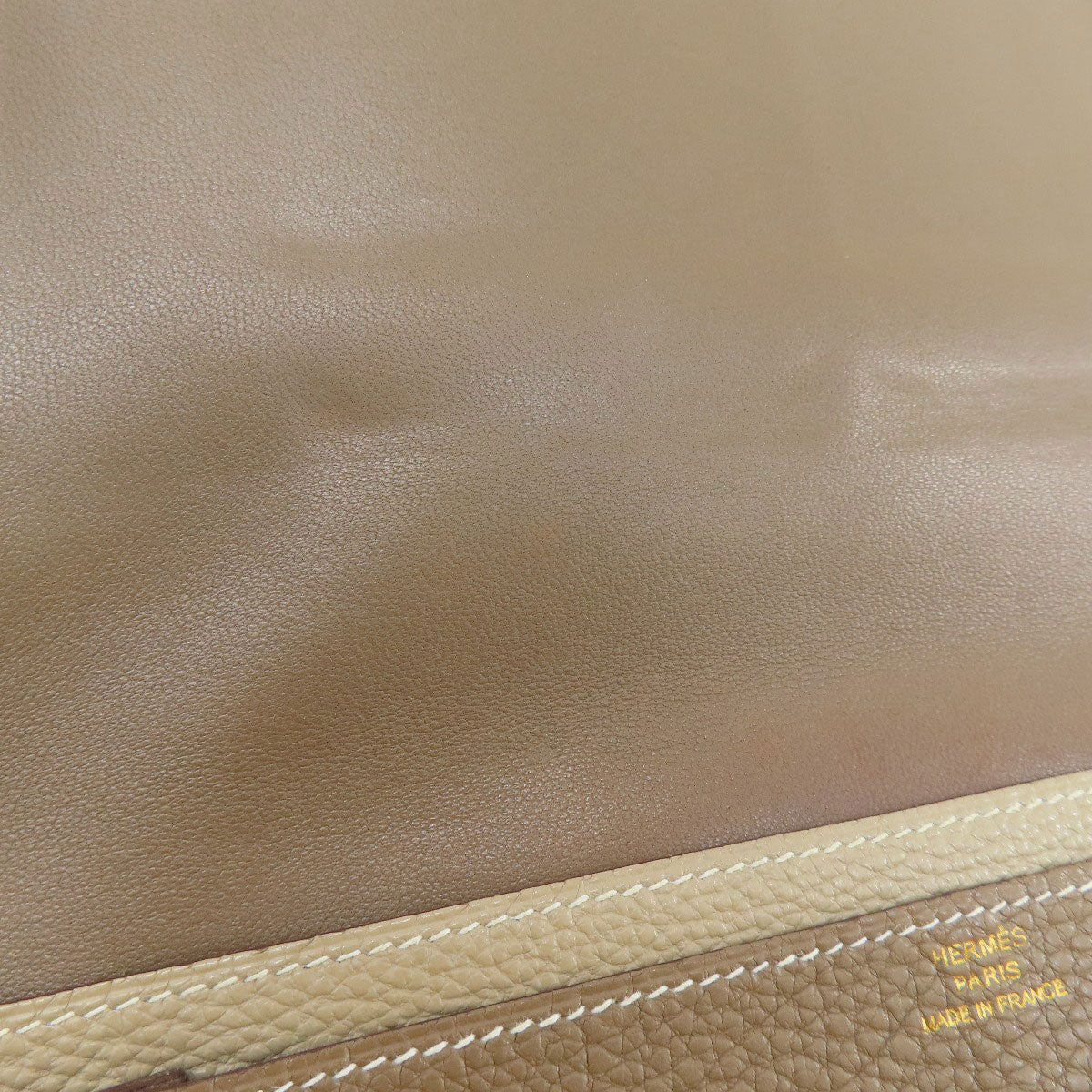 HERMES Long Wallet Purse Togo beige Dogon Duo GM Etop Gold Metal