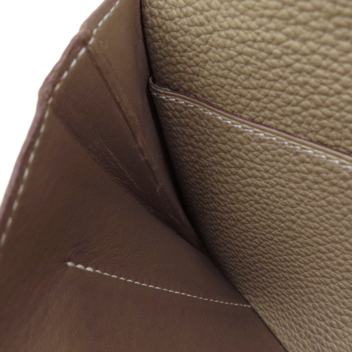 HERMES Long Wallet Purse Togo beige Dogon Duo GM Etop Gold Metal