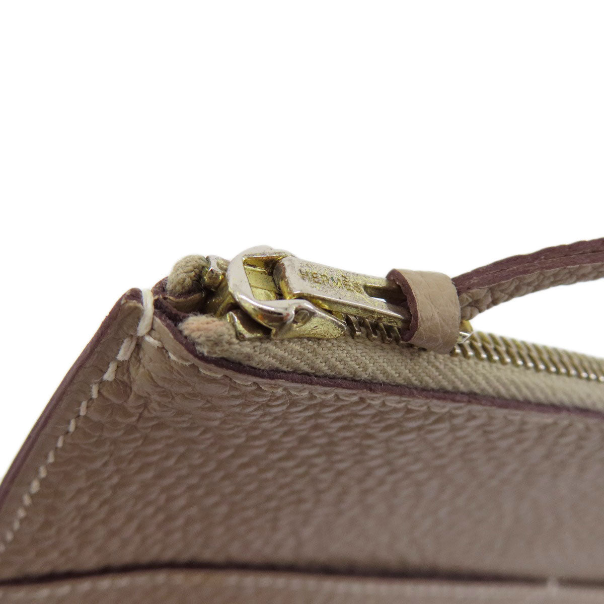 HERMES Long Wallet Purse Togo beige Dogon Duo GM Etop Gold Metal