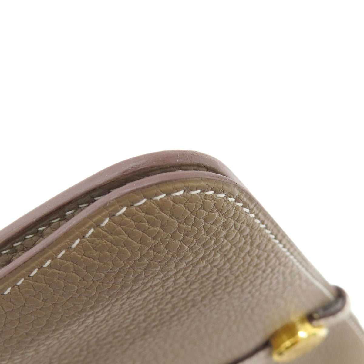 HERMES Long Wallet Purse Togo beige Dogon Duo GM Etop Gold Metal