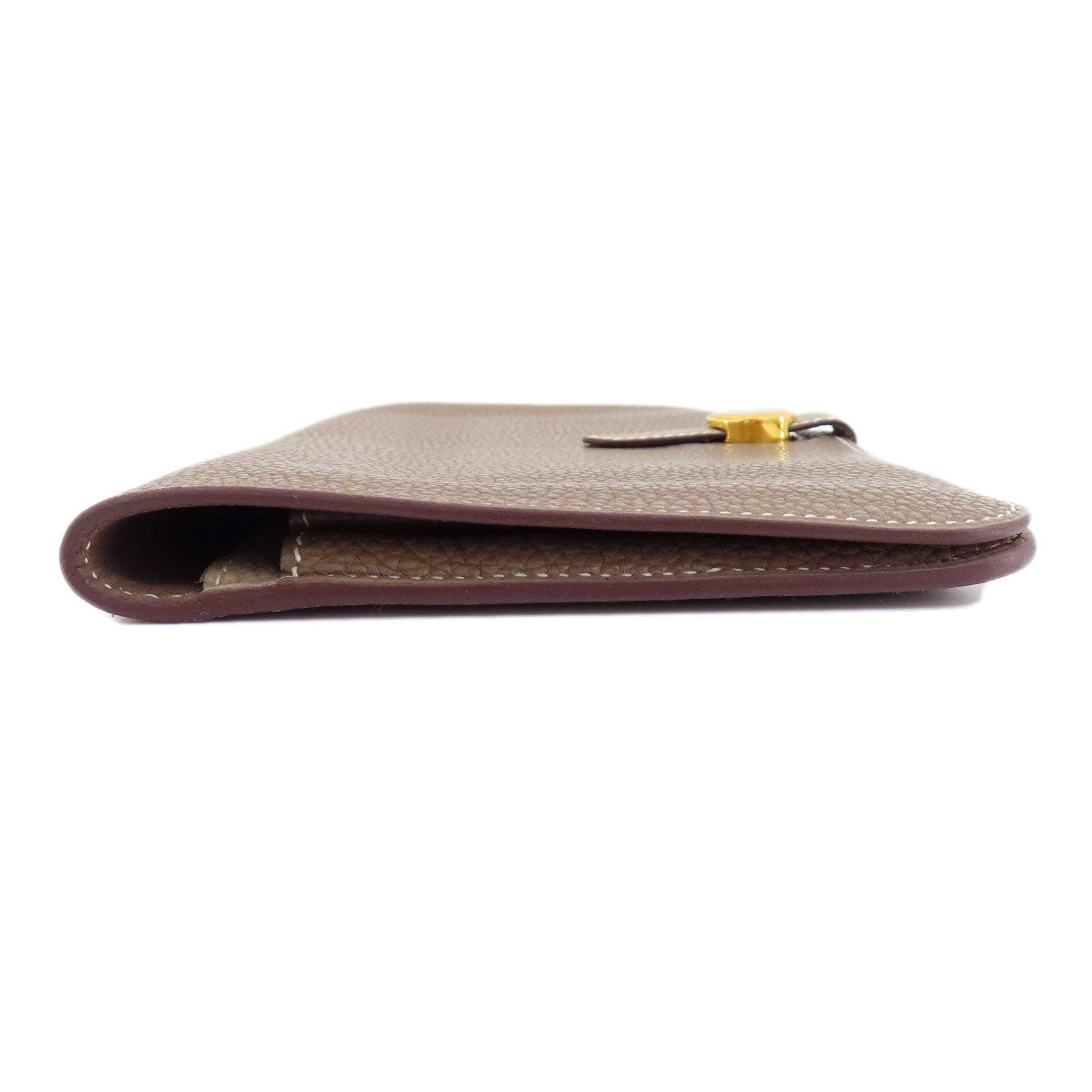 HERMES Long Wallet Purse Togo beige Dogon Duo GM Etop Gold Metal