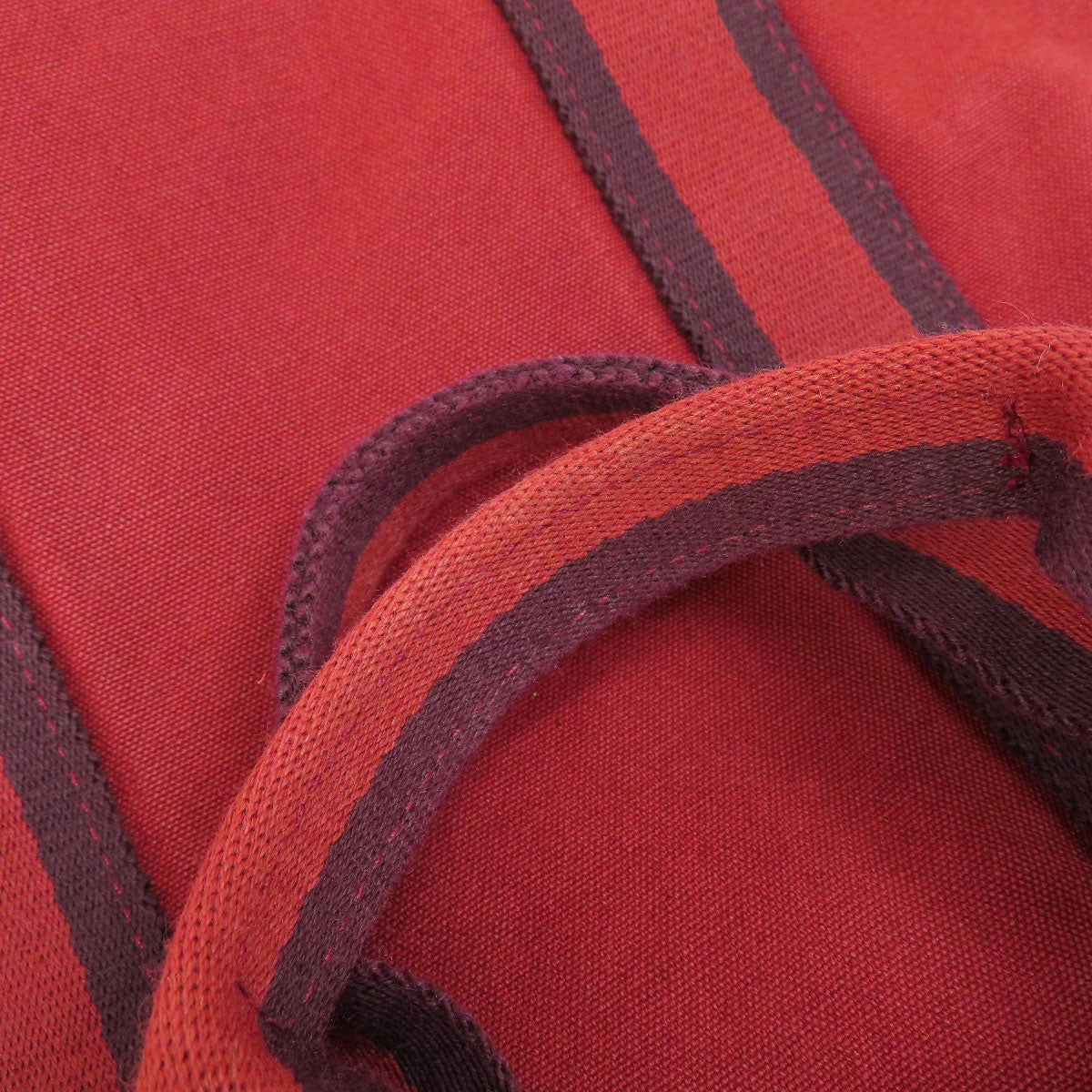 HERMES Handbag canvas Red Fool Toe Kabas Women Used