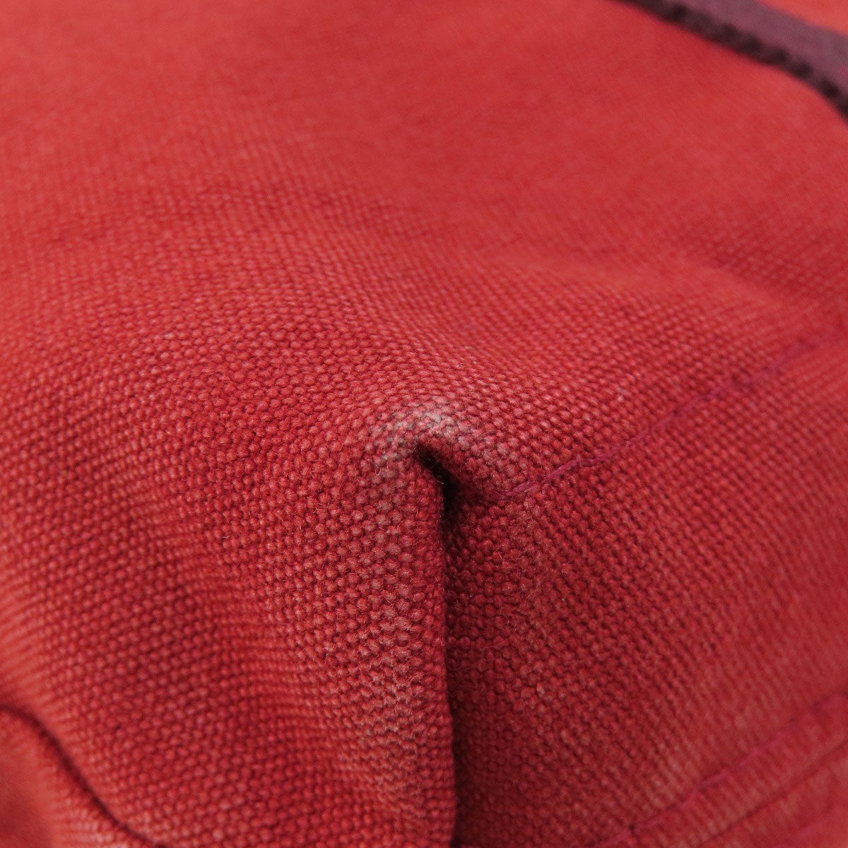 HERMES Handbag canvas Red Fool Toe Kabas Women Used