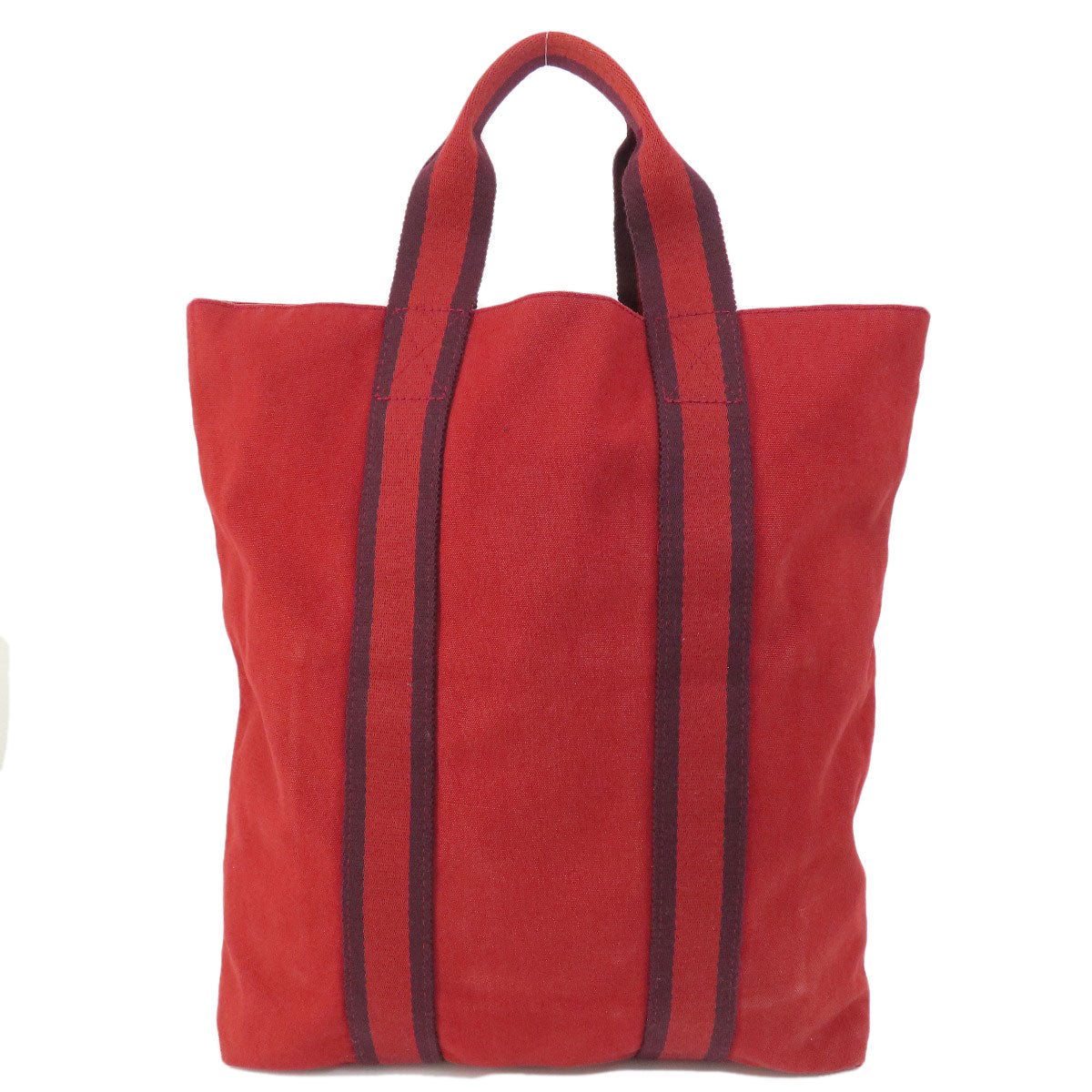 HERMES Handbag canvas Red Fool Toe Kabas Women Used