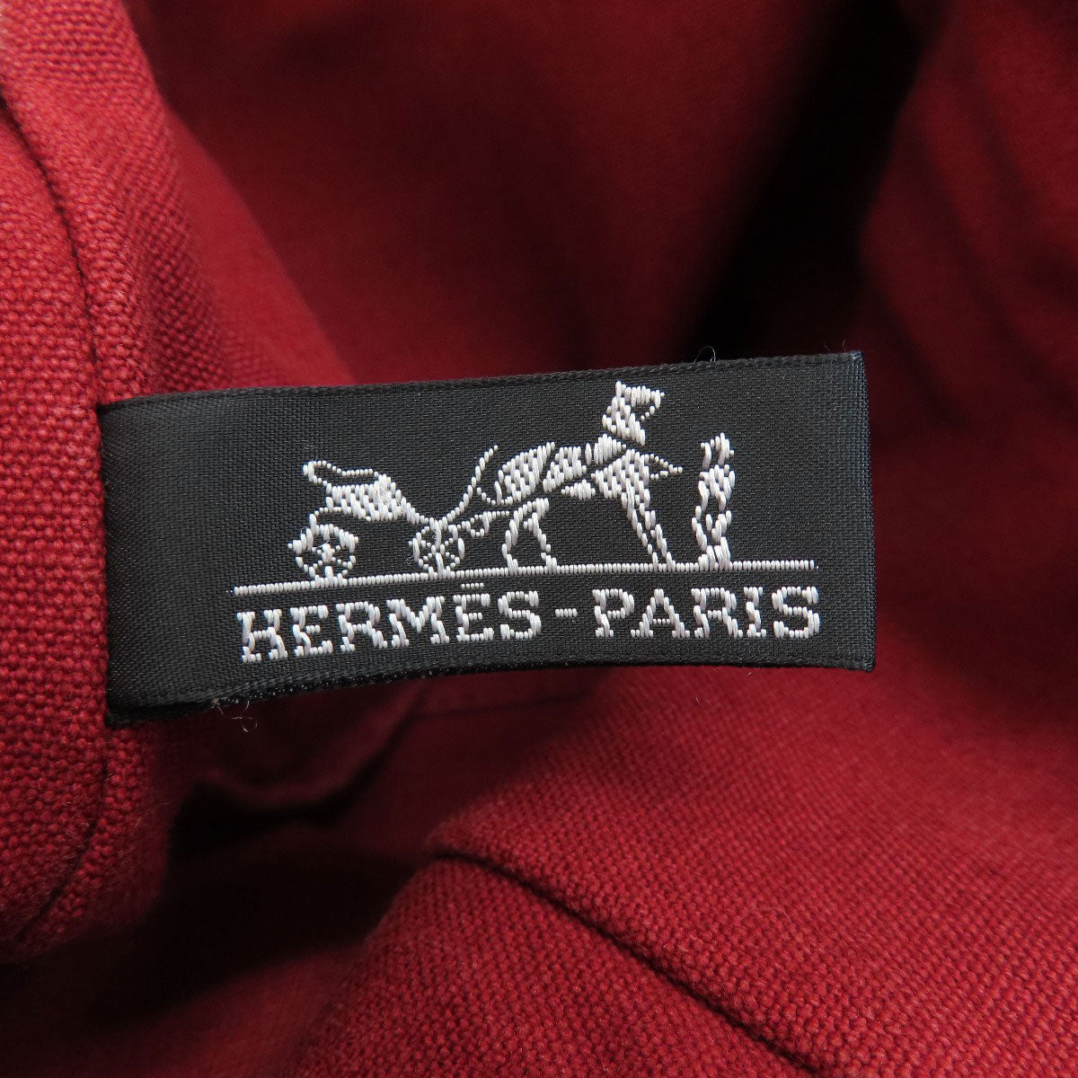 HERMES Handbag canvas Red Fool Toe Kabas Women Used