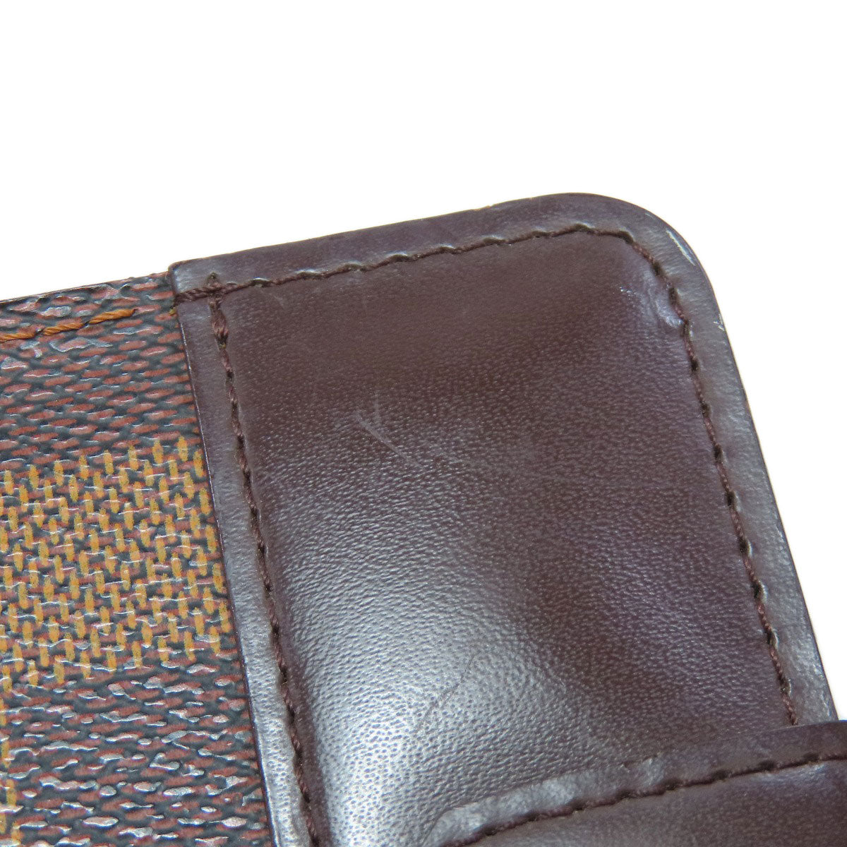 LOUIS VUITTON Bifold Wallet M61668 Damier canvas Brown Compact zip Women Used