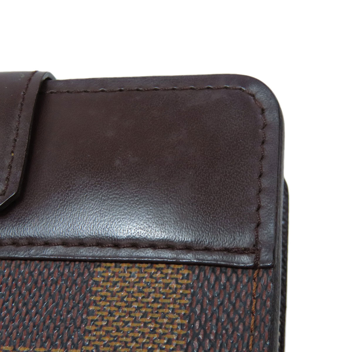 LOUIS VUITTON Bifold Wallet M61668 Damier canvas Brown Compact zip Women Used