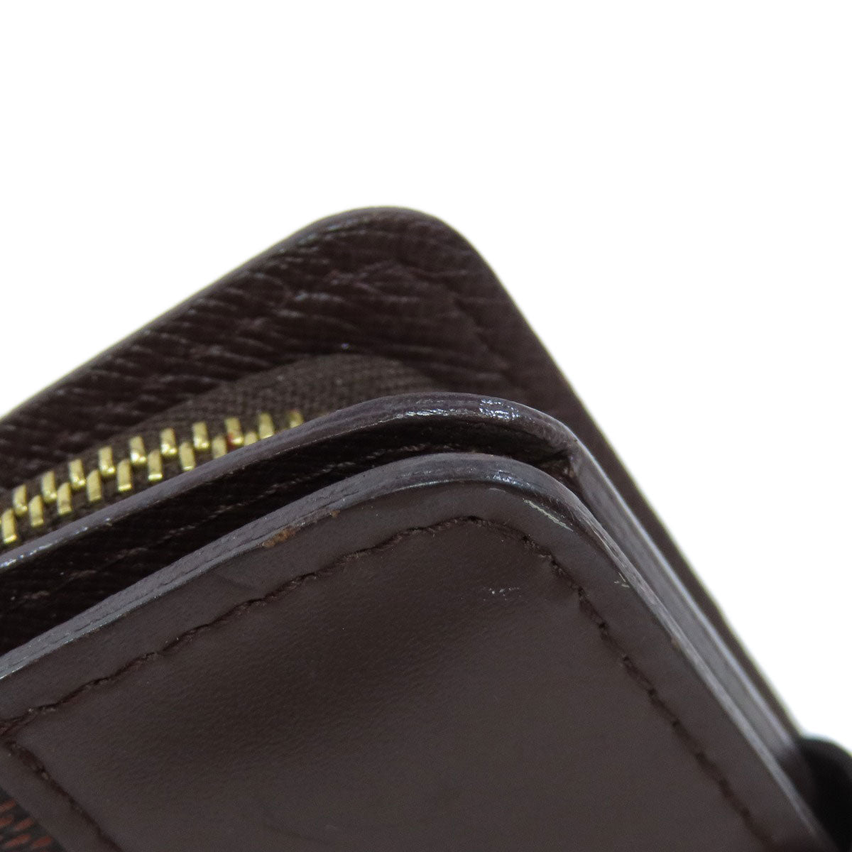 LOUIS VUITTON Bifold Wallet M61668 Damier canvas Brown Compact zip Women Used