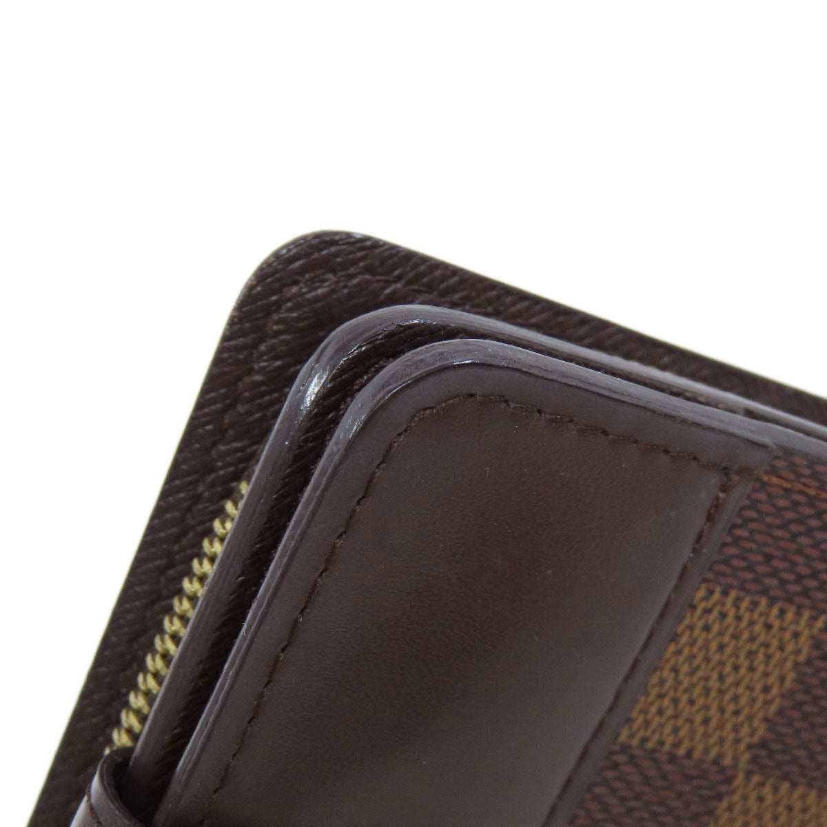 LOUIS VUITTON Bifold Wallet M61668 Damier canvas Brown Compact zip Women Used