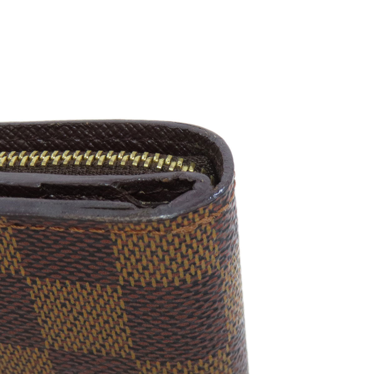 LOUIS VUITTON Bifold Wallet M61668 Damier canvas Brown Compact zip Women Used