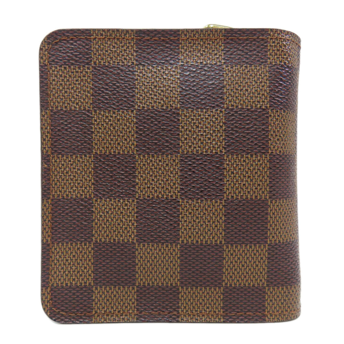 LOUIS VUITTON Bifold Wallet M61668 Damier canvas Brown Compact zip Women Used