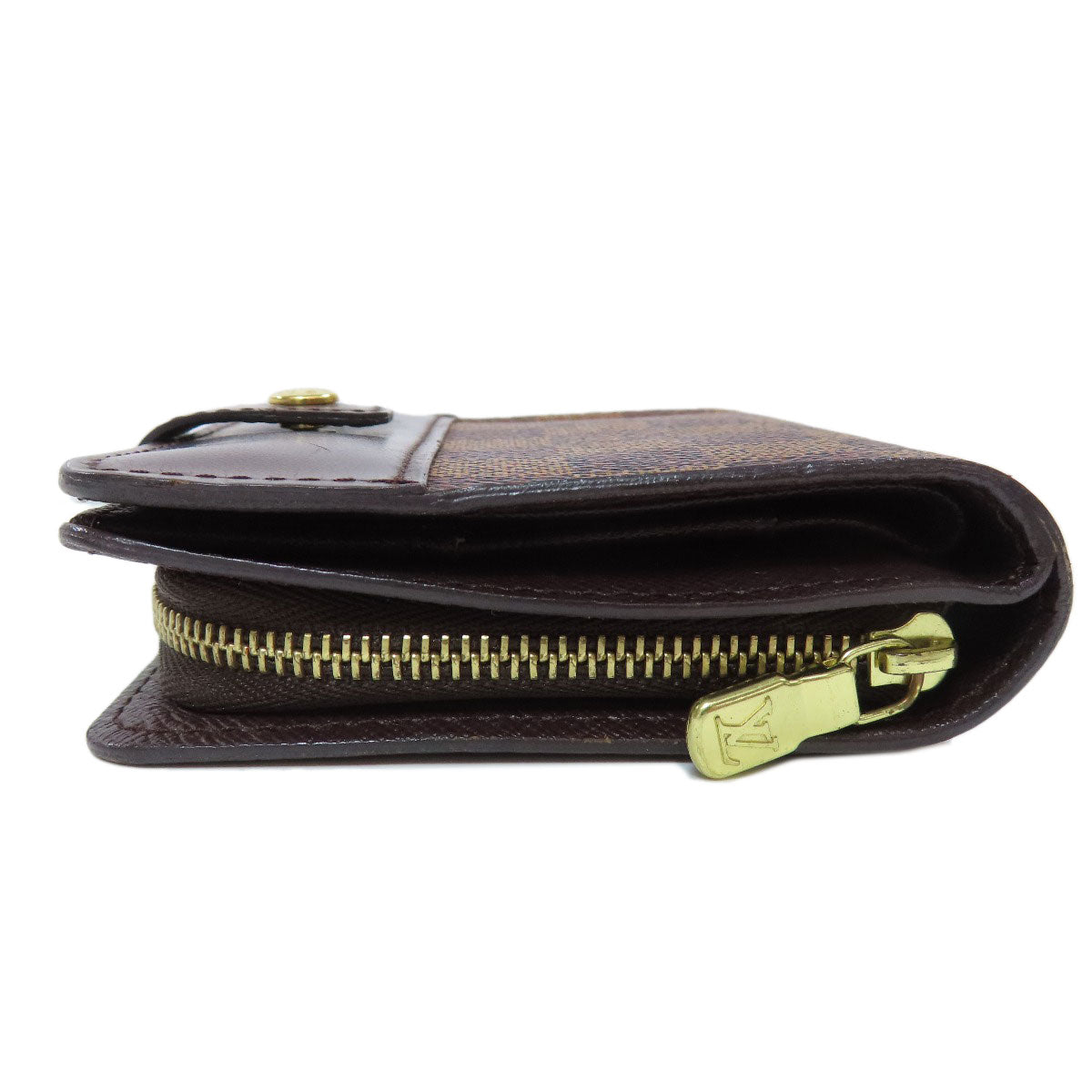 LOUIS VUITTON Bifold Wallet M61668 Damier canvas Brown Compact zip Women Used