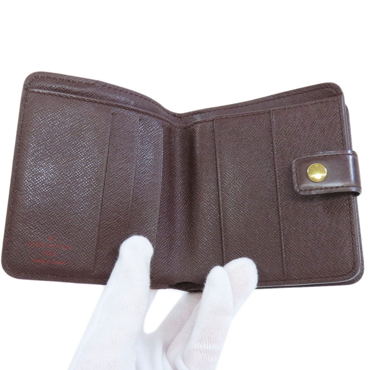 LOUIS VUITTON Bifold Wallet M61668 Damier canvas Brown Compact zip Women Used