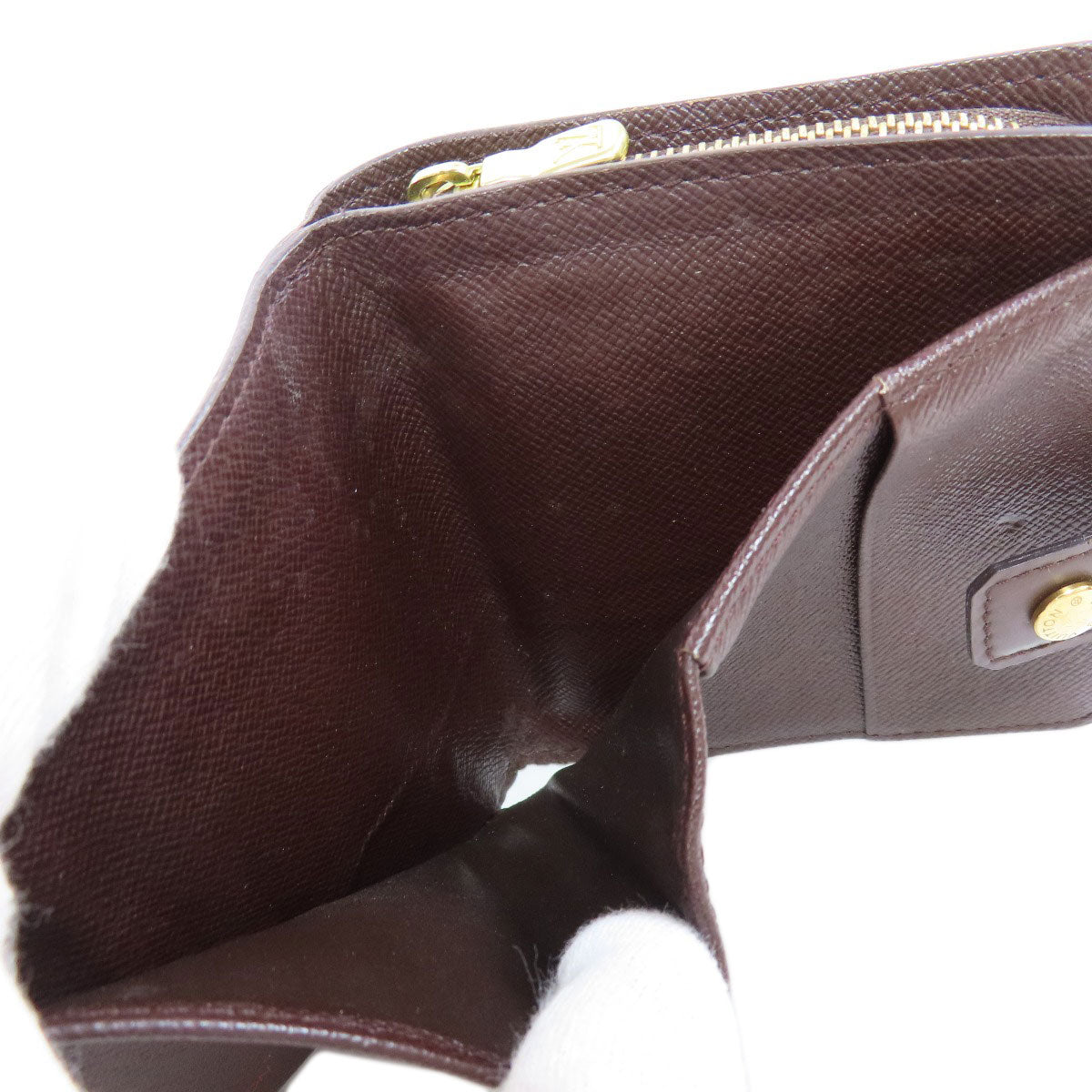 LOUIS VUITTON Bifold Wallet M61668 Damier canvas Brown Compact zip Women Used