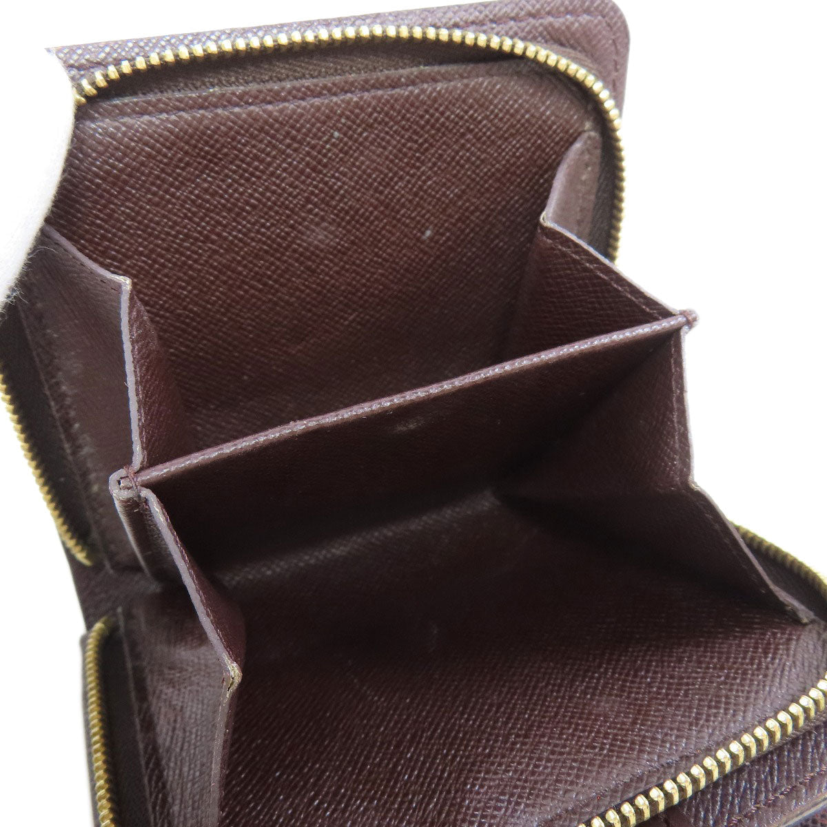 LOUIS VUITTON Bifold Wallet M61668 Damier canvas Brown Compact zip Women Used