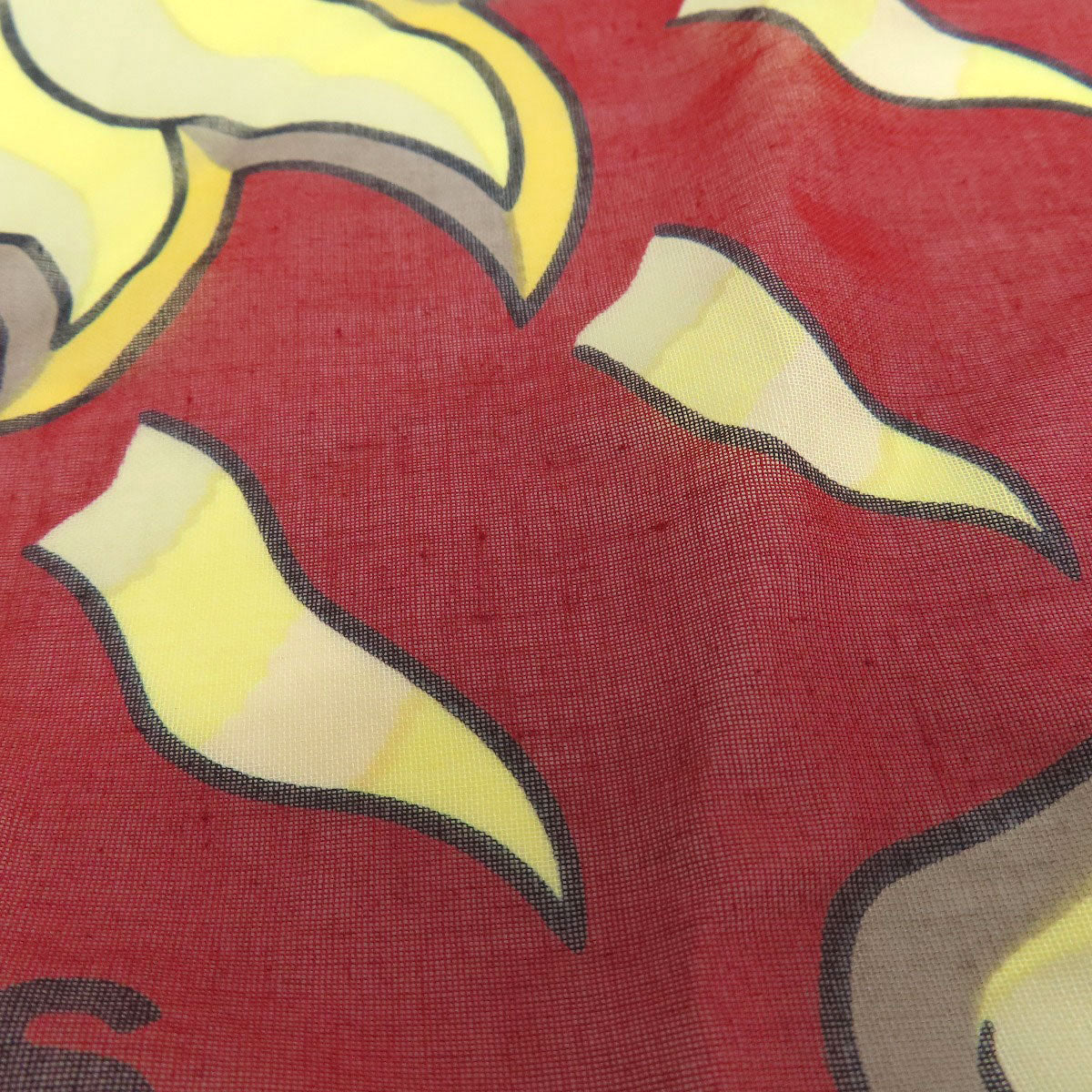 HERMES Stall cotton Brown Sun pattern large scarf Women Used