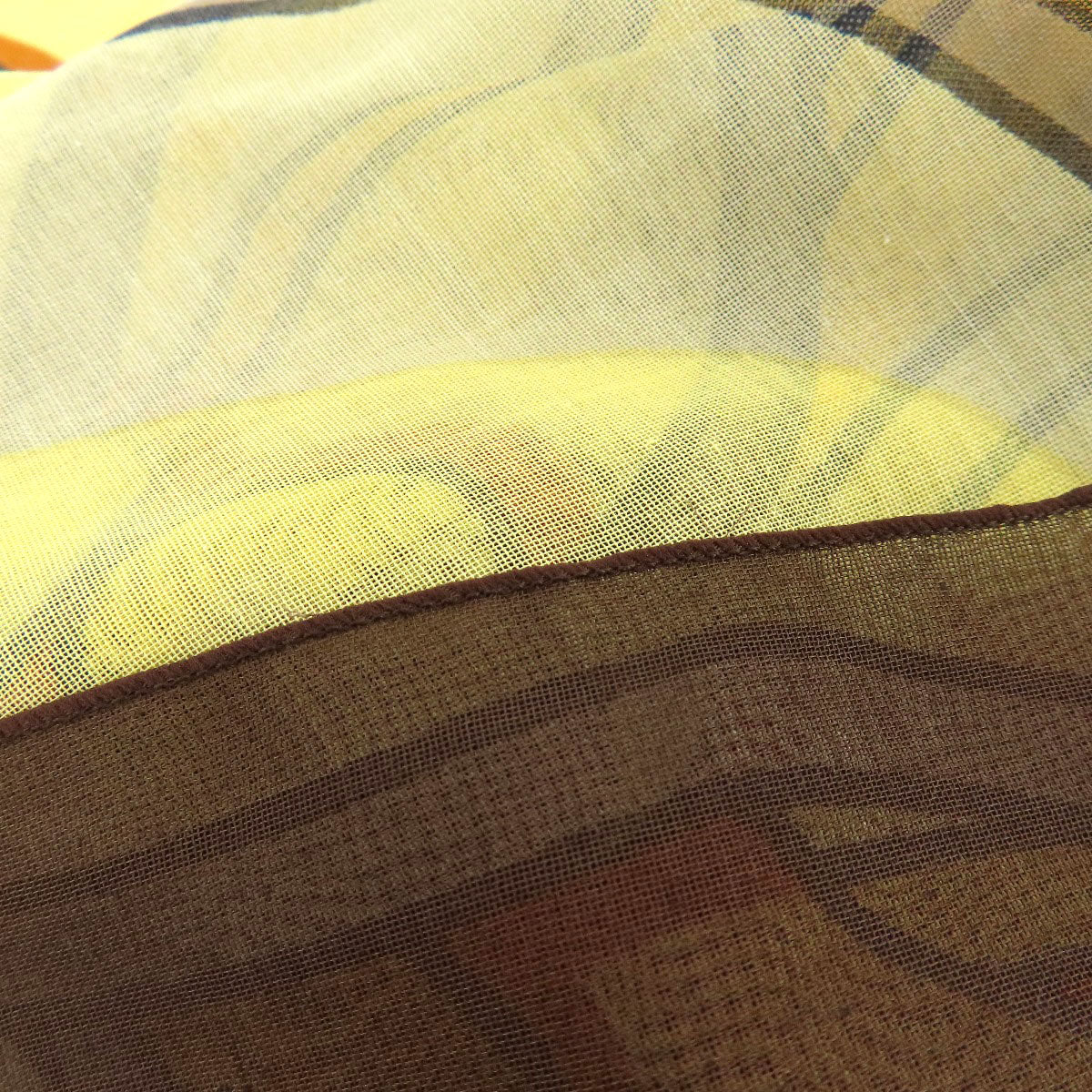 HERMES Stall cotton Brown Sun pattern large scarf Women Used