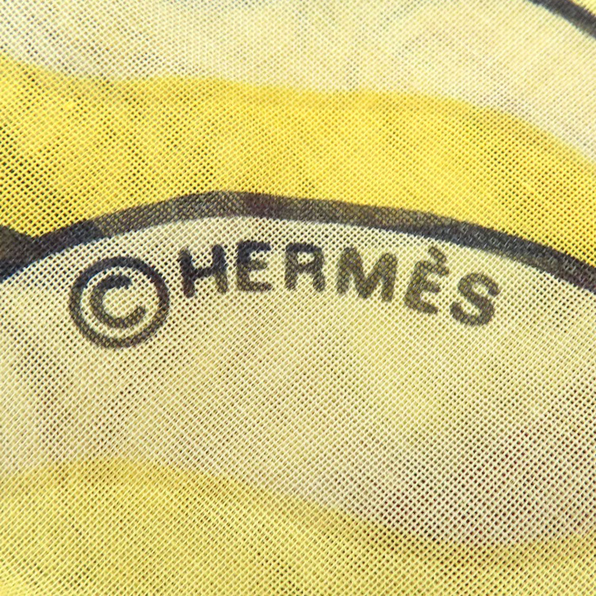 HERMES Stall cotton Brown Sun pattern large scarf Women Used