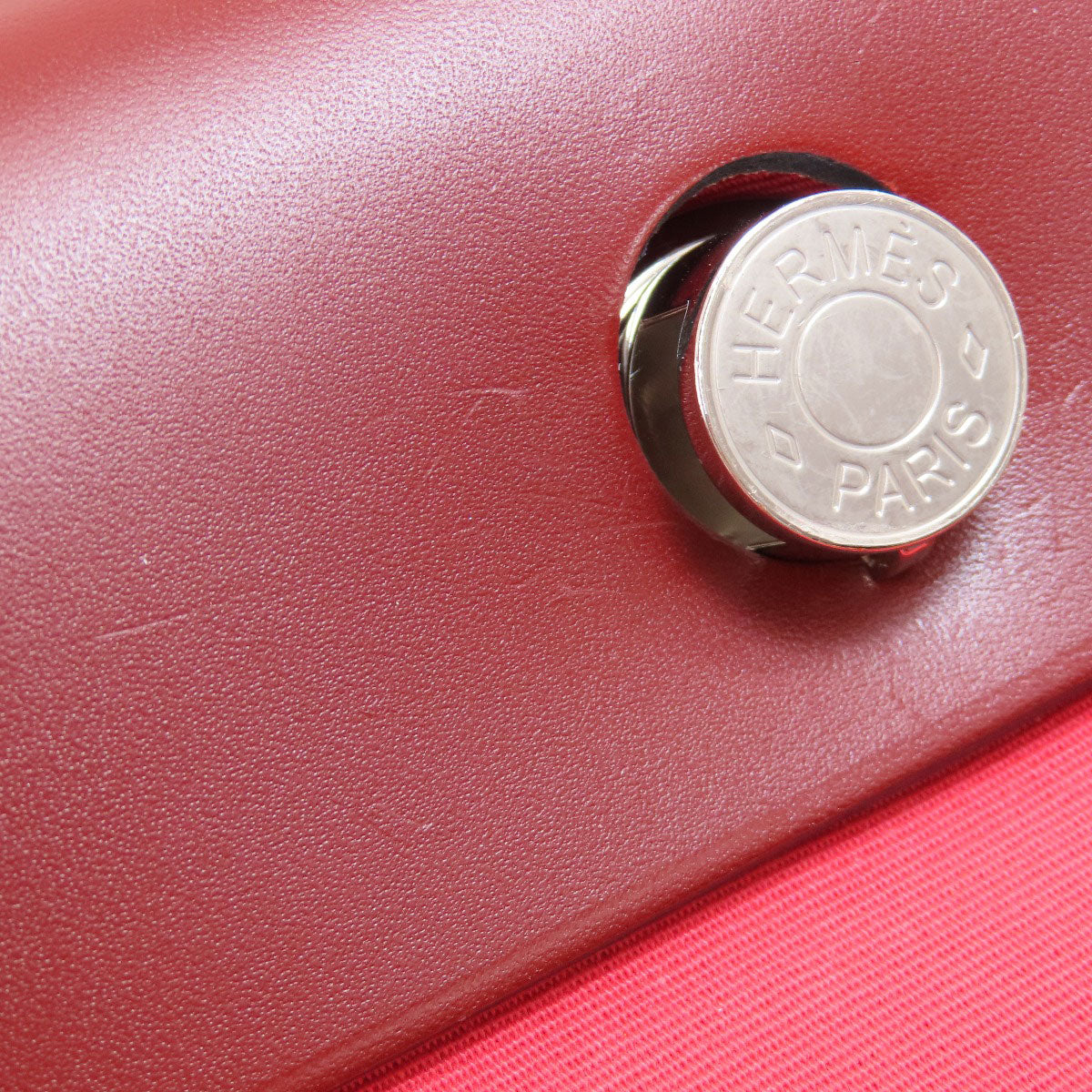 HERMES Handbag Towar Officche Red Herbag Zip PM Red SilverMetal Women Used