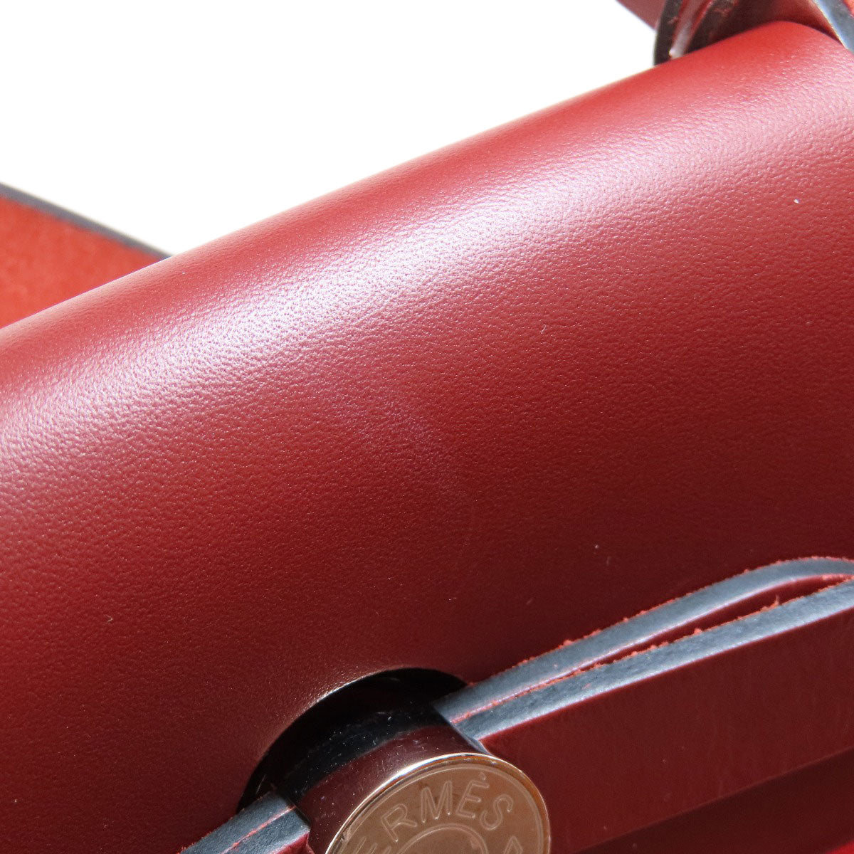 HERMES Handbag Towar Officche Red Herbag Zip PM Red SilverMetal Women Used