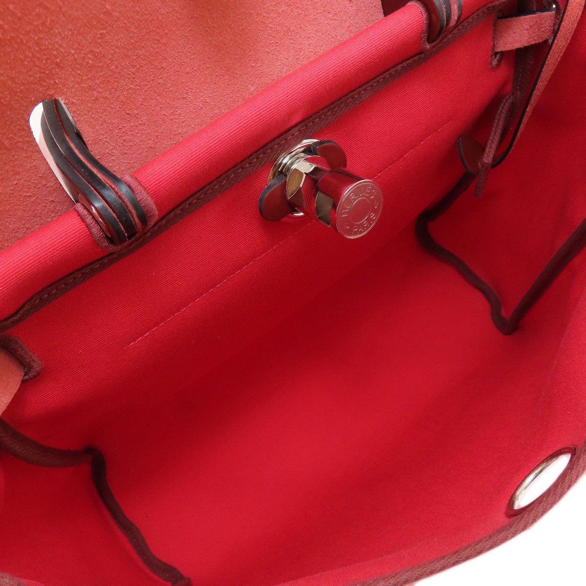 HERMES Handbag Towar Officche Red Herbag Zip PM Red SilverMetal Women Used
