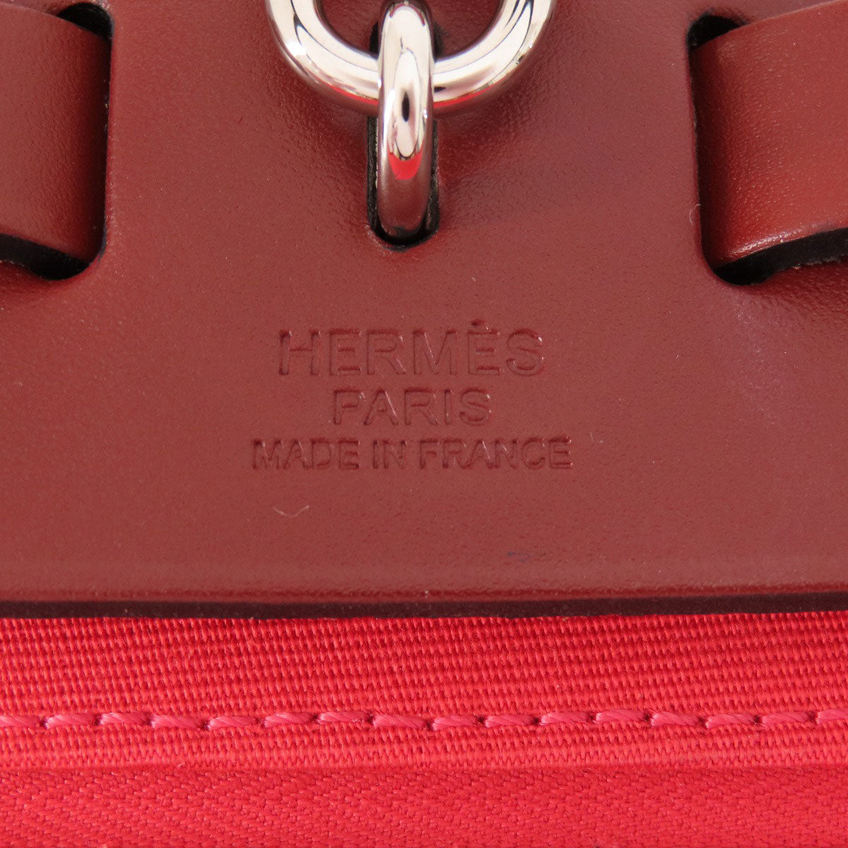 HERMES Handbag Towar Officche Red Herbag Zip PM Red SilverMetal Women Used