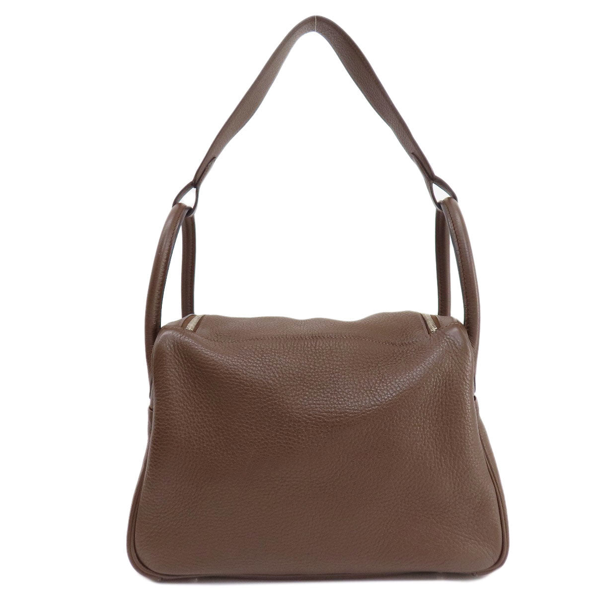 HERMES Handbag Taurillon Clemence Brown Lindy 30 Silver Metal Women Used