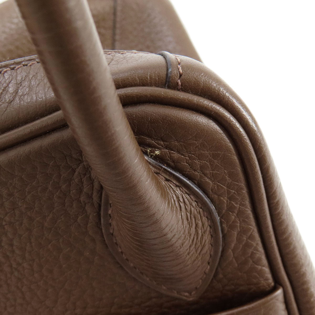 HERMES Handbag Taurillon Clemence Brown Lindy 30 Silver Metal Women Used