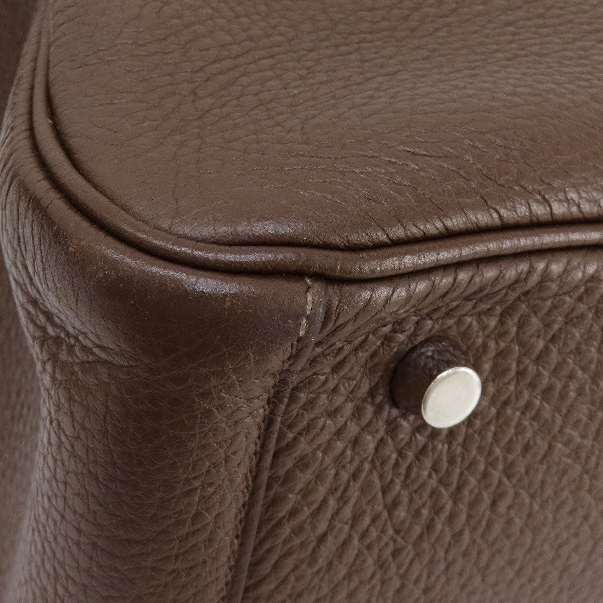 HERMES Handbag Taurillon Clemence Brown Lindy 30 Silver Metal Women Used