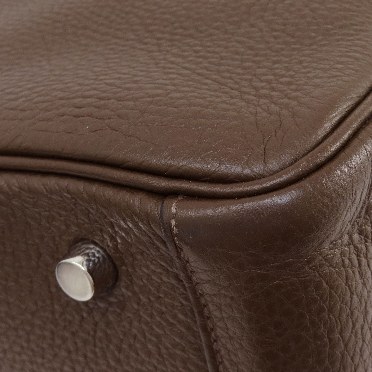 HERMES Handbag Taurillon Clemence Brown Lindy 30 Silver Metal Women Used