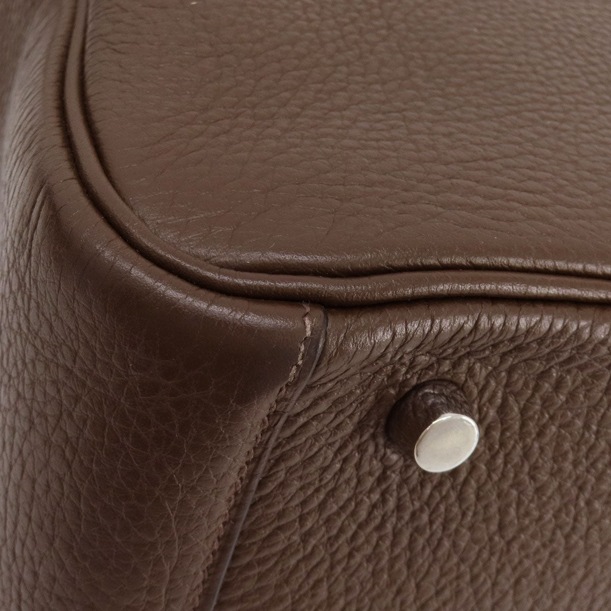 HERMES Handbag Taurillon Clemence Brown Lindy 30 Silver Metal Women Used