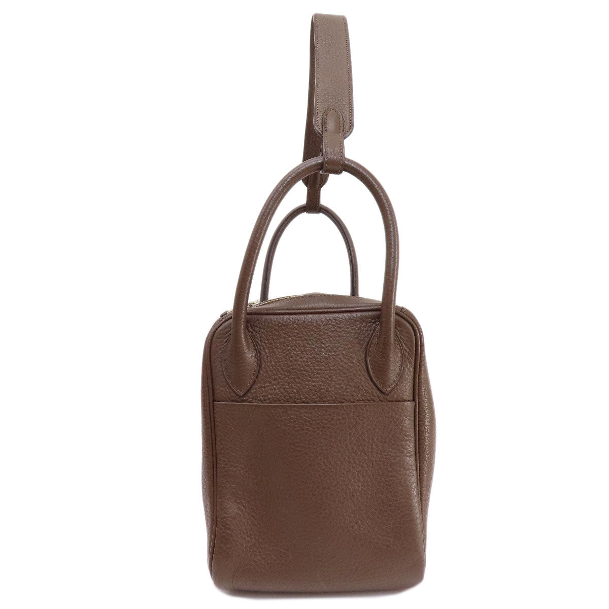 HERMES Handbag Taurillon Clemence Brown Lindy 30 Silver Metal Women Used