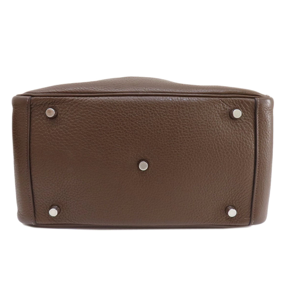 HERMES Handbag Taurillon Clemence Brown Lindy 30 Silver Metal Women Used