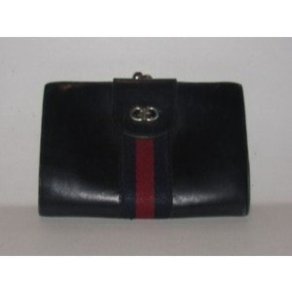 Gucci Navy Blue Leather with Red and Navy Sherry