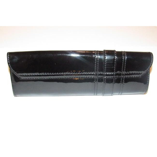 Gucci W Accent Black Patent Leathergold Bow Clutch