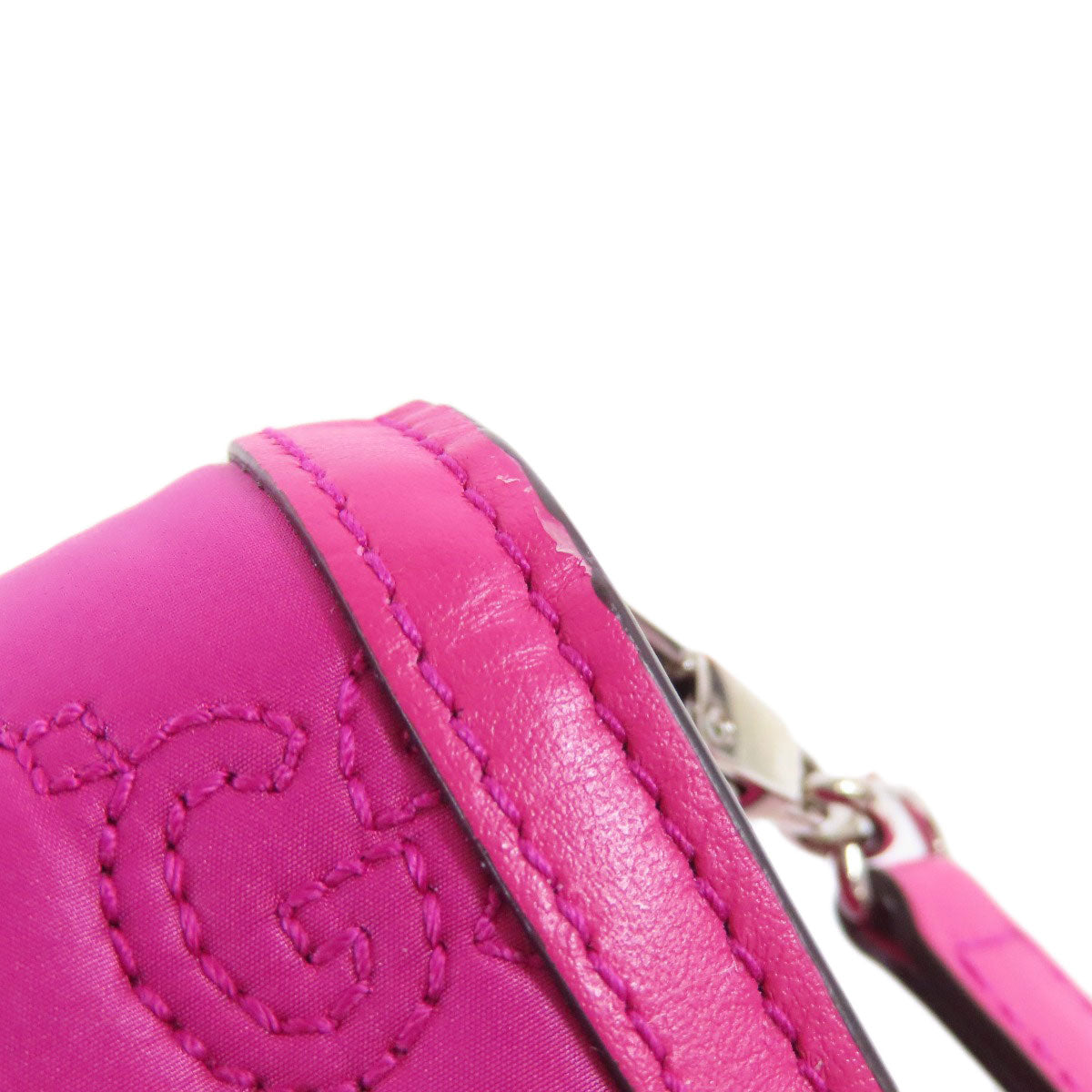 GUCCI Shoulder Bag 723777 Nylon pink GG Long Shoulder 2WAY Women Used