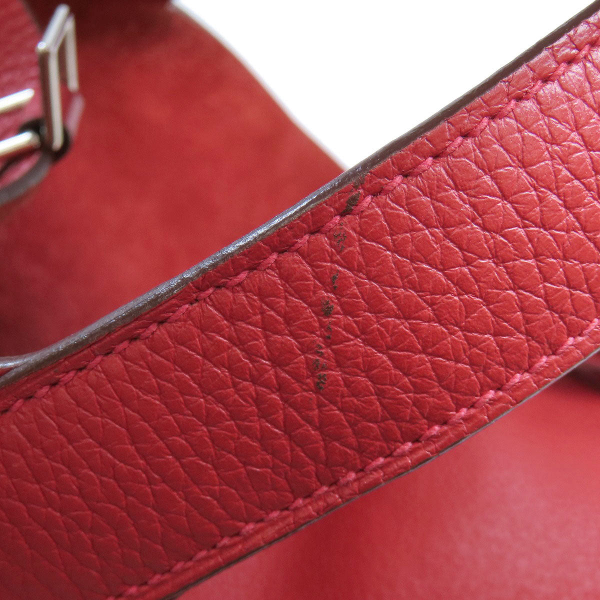 HERMES Handbag Taurillon Clemence Red Picotin Lock MM SilverMetal Women Used