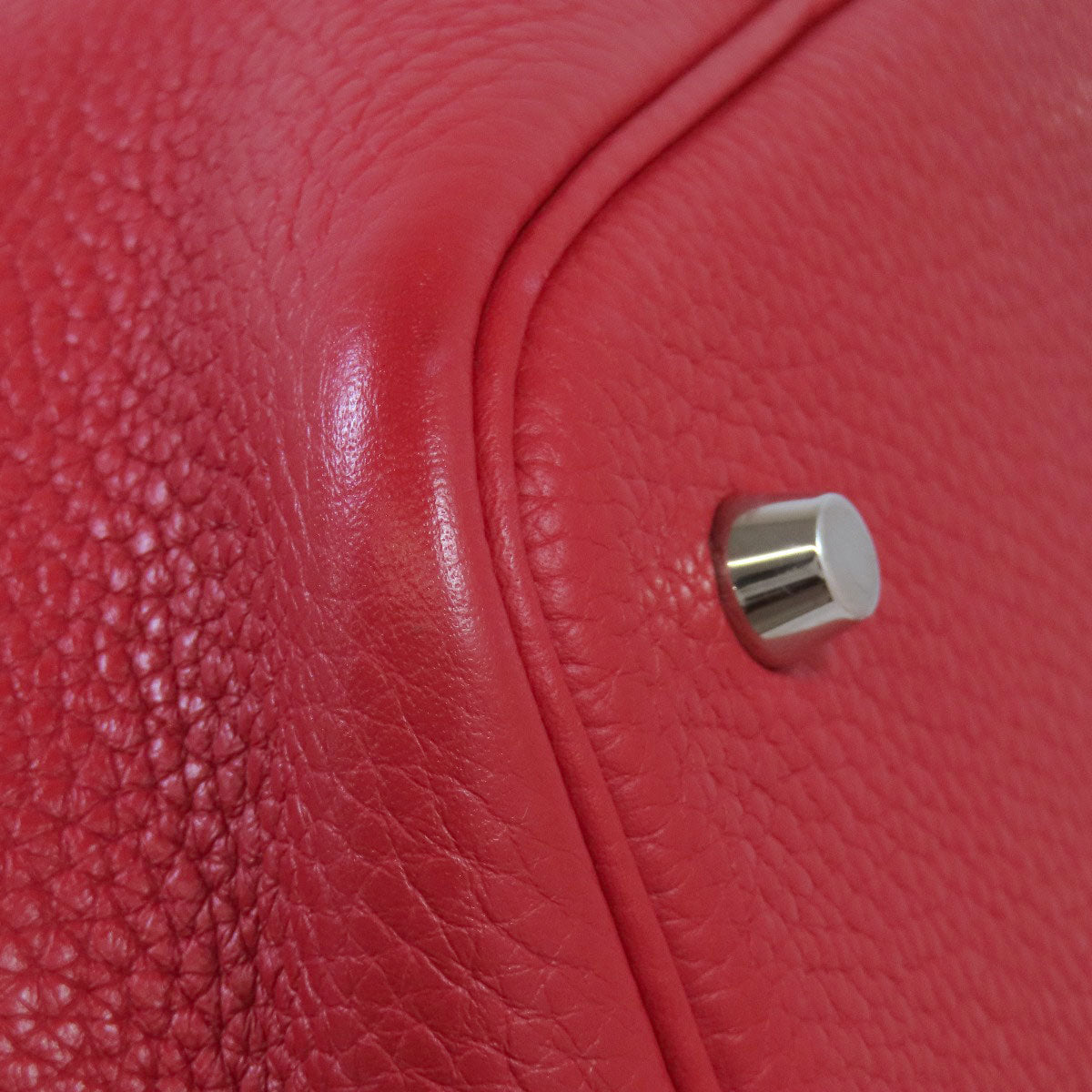 HERMES Handbag Taurillon Clemence Red Picotin Lock MM SilverMetal Women Used