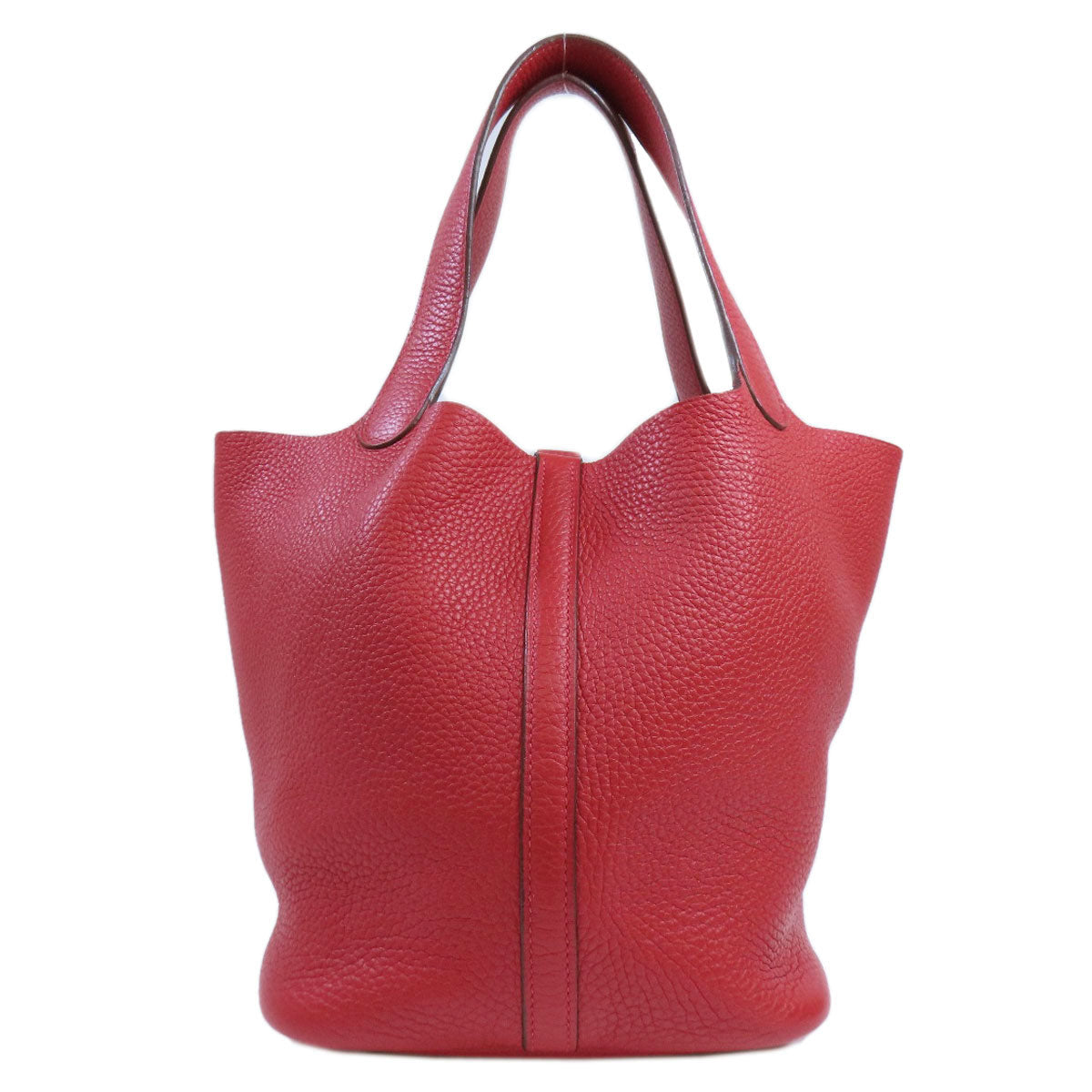 HERMES Handbag Taurillon Clemence Red Picotin Lock MM SilverMetal Women Used