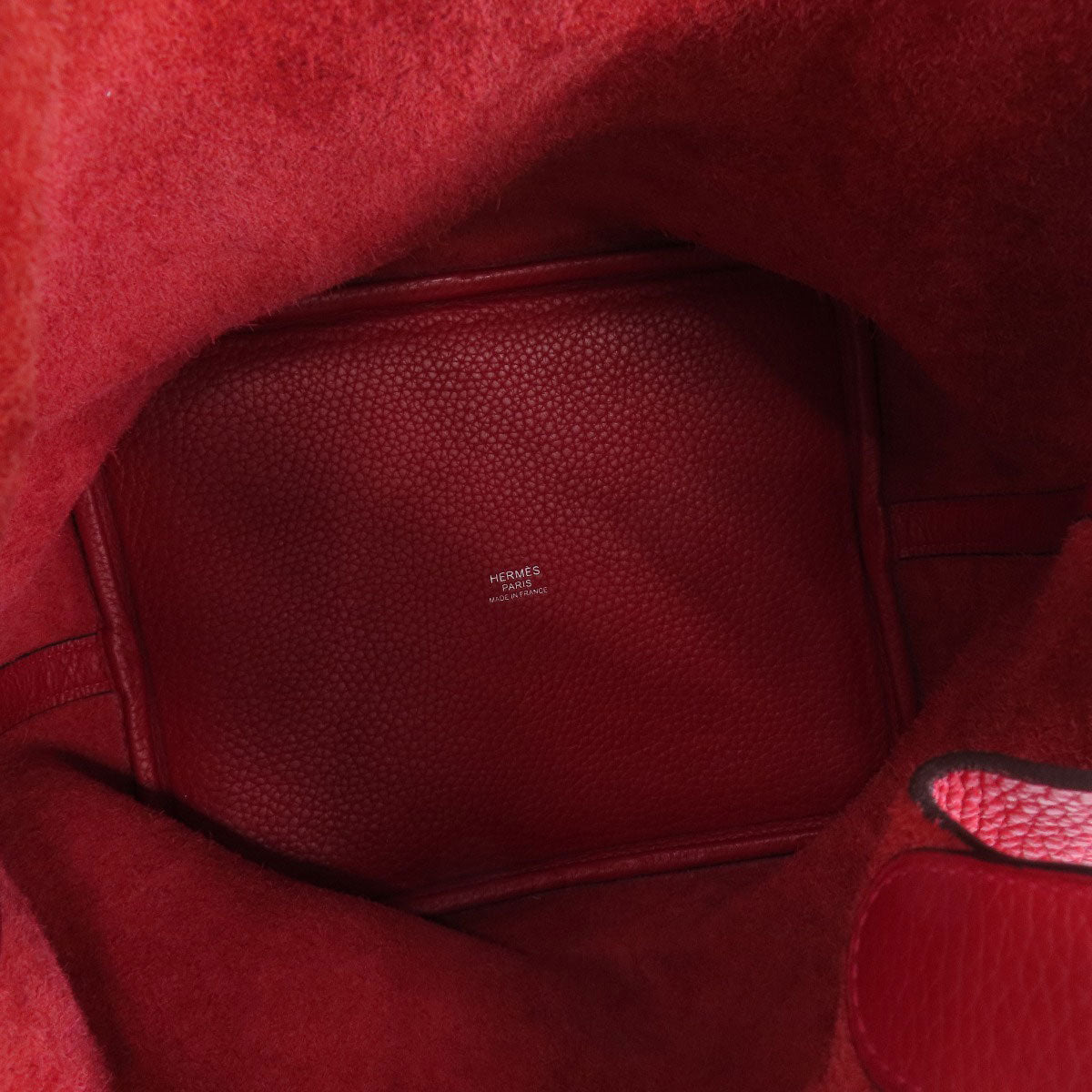 HERMES Handbag Taurillon Clemence Red Picotin Lock MM SilverMetal Women Used