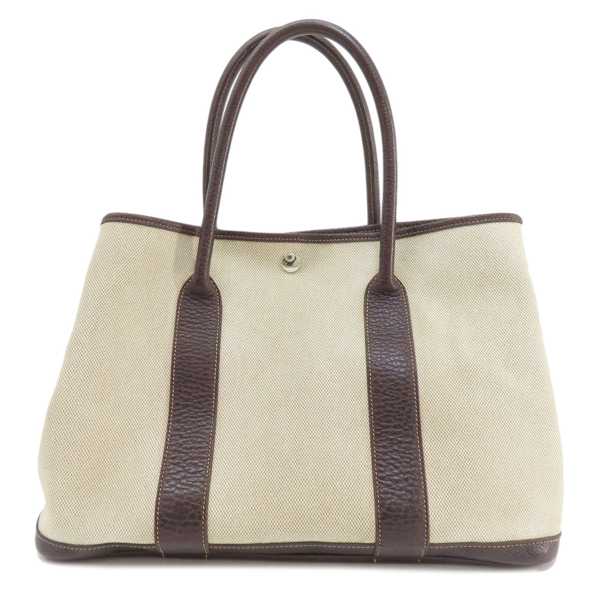HERMES Tote Bag Tower ash beige Garden Party PM Maroon SilverMetal Women Used