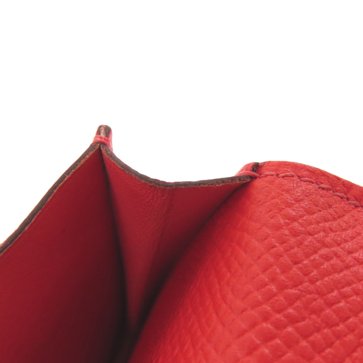 HERMES Long Wallet Purse Epsom Red Bearn Soufflet Gold Metal
