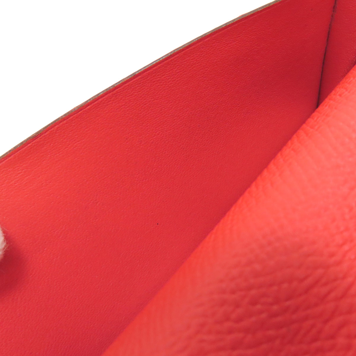 HERMES Long Wallet Purse Epsom Red Bearn Soufflet Gold Metal